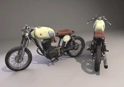 工业风摩托车3D模型下载